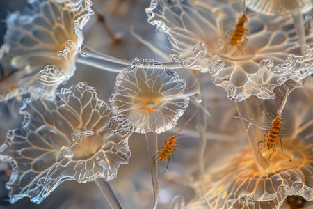 Delve into the intricate world of micro-organisms and insects, showcased in exquisite detailの素材
