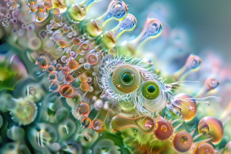 Delve into the intricate world of micro-organisms and insects, showcased in exquisite detailの素材