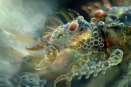 Delve into the intricate world of micro-organisms and insects, showcased in exquisite detailの素材
