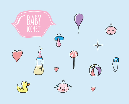 Cute baby icon setのイラスト素材