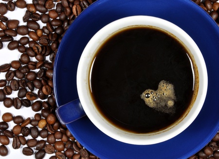 heart of foam in a cup of coffeeの写真素材