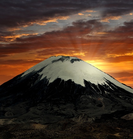 Vulcano Parinacota in National Park Lauca, Chile の写真素材
