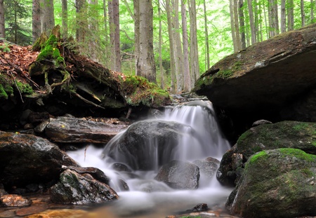 Waterfall in the national park Sumava-Czech Republicの写真素材