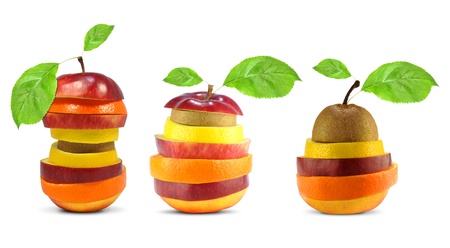 Fruit mix isolated on white の写真素材