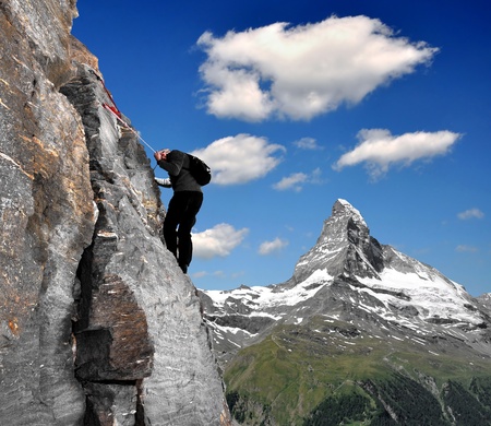 climbers in the Swiss Alps の写真素材