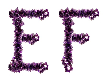 Alphabet from Purple amethyst crystals の写真素材