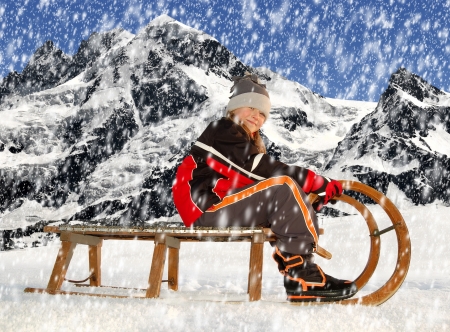 girl on a sleighの写真素材
