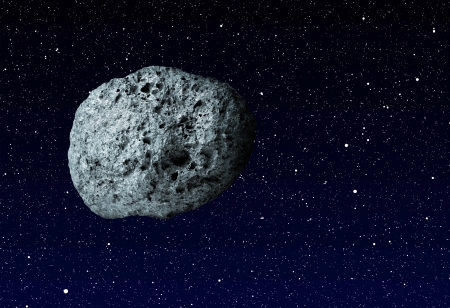 large asteroid flying in the universe