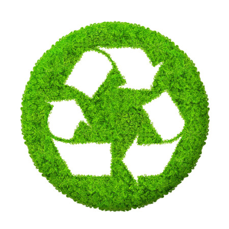 Green recycle symbol isolated の写真素材