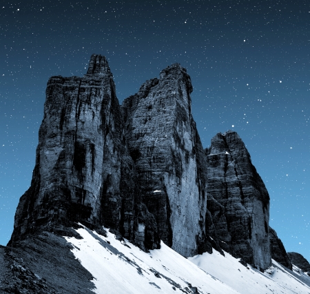 Tre cime di Lavaredo in night , Dolomite Alps, Italy の写真素材