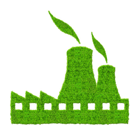 Green Nuclear power plant icon isolated on whiteの写真素材