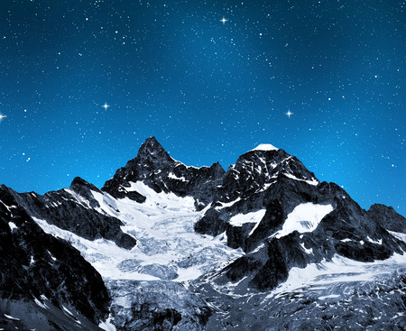 Ober Gabelhorn in night - Swiss Alpsの写真素材