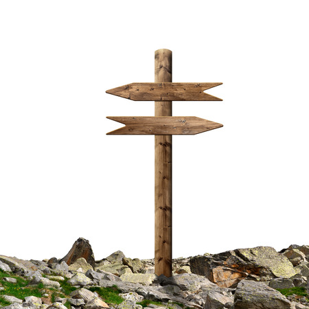 Wooden arrows road signの写真素材