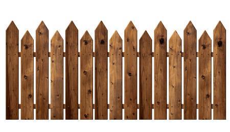 Wooden fence isolated on white の写真素材