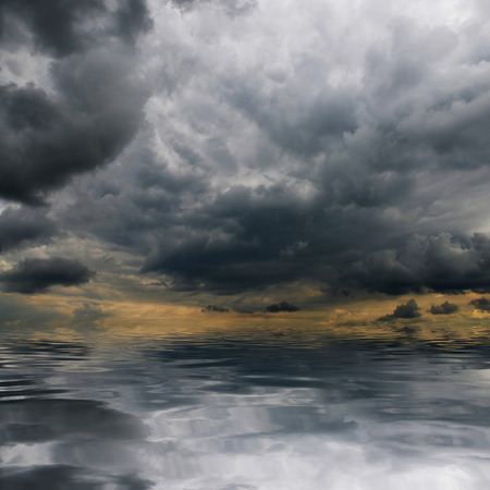 Storm clouds over sea. Natural background. Forces of nature concept.の写真素材