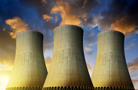 Nuclear power plant in the sunset
