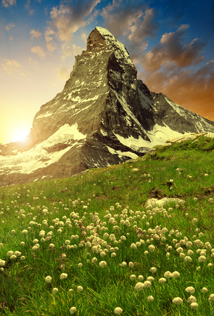 Views of the Matterhorn at sunset - Swiss Alpsの写真素材