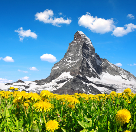 Views of the mountain Matterhorn in Pennine Alps, Switzerlandの写真素材