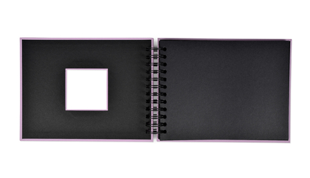 Open photo album isolated on white backgroundの写真素材