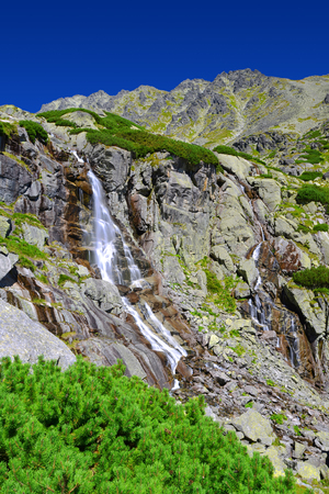 Skok waterfall in High Tatras mountains, Mlynicka Valley, Slovakia.の写真素材