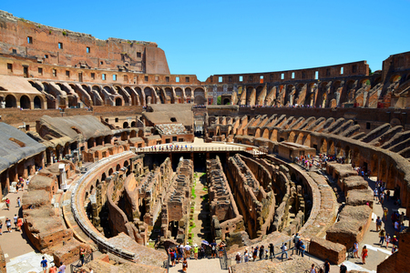 Rome, Italy - July 08, 2017 : Flavian Amphitheatre or Colosseum with blue sky in the background.のeditorial素材