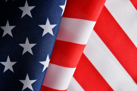 Closeup of American flag as background.の写真素材