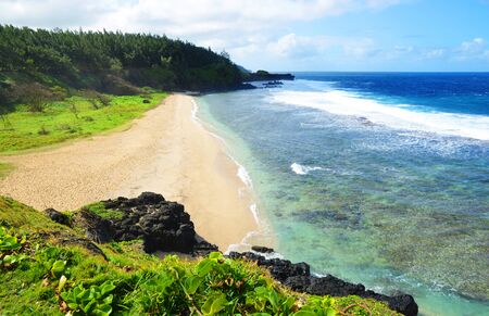 View of Indian Ocean at Gris Gris beach on south of tropical island Mauritius.の写真素材