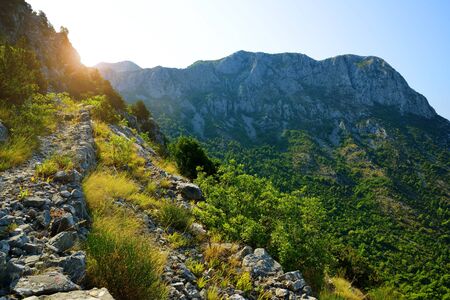 Rilic mountain at sunrise. Makarska Riviera, South Dalmatia, Croatia.の写真素材
