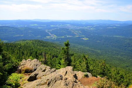 View from the summit of a mount Grosser Falkenstein in the Bayerische Wald National Park, Germany.の写真素材