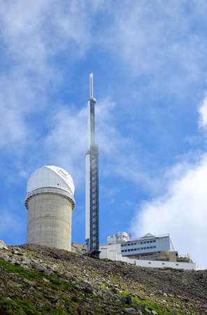 Pic du midi de Bigorre, Pyrenees, France - August 19, 2018 : Observatory at the summit of the Pic du Midi de Bigorre,Pyrenees,France.のeditorial素材