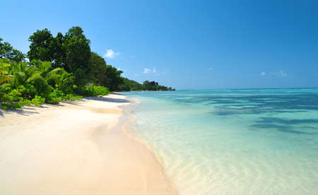 Anse Union beach in La Digue Island, Indian Ocean, Seychelles.の写真素材