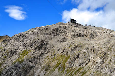 Mountain Weissfluhjoch above Davos town, Plessur range, Canton of Grisons, Swiss Alps, Switzerland.の写真素材