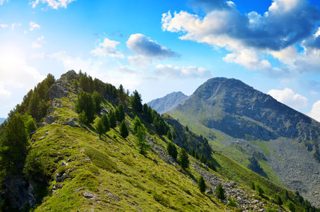 Mountain landscape near Lago di Chamole, Aosta valley, Italy.の写真素材