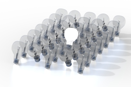 Creativity Concept with Light Bulb Glowing in 3d の写真素材