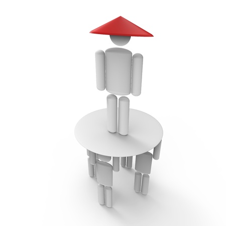 Man figures depicting leadership and teamwork concept.の写真素材