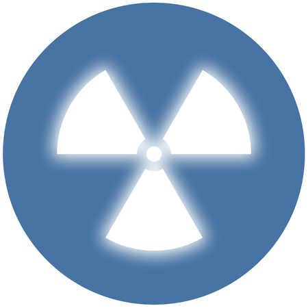 Nuclear radiation symbol on a blue background. Simple Flat design.の写真素材