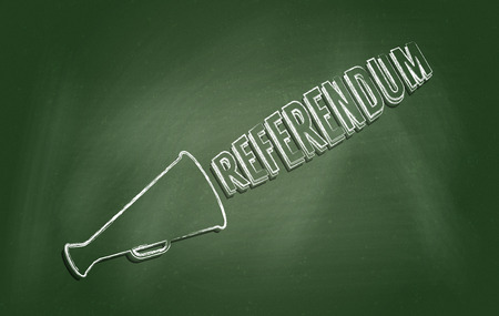 Chalkboard with text 'Referendum'. Concept of conducting independence referendum or campaign for public consulting.の写真素材