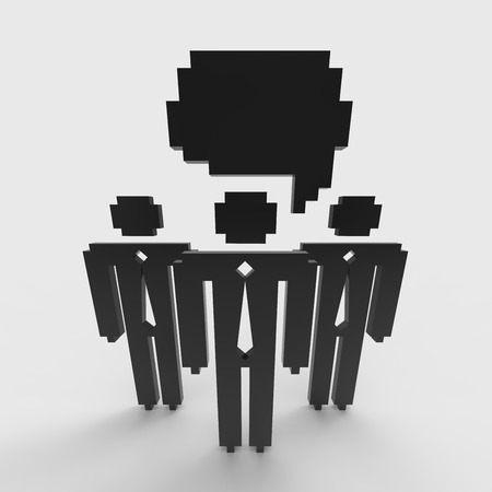 Small group of business individuals. Three-dimensional illustration in pixelated graphic style. Concept of parley between executives or entrepreneurs.の写真素材