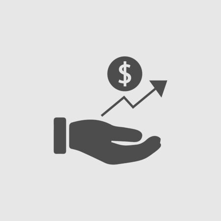 Dollar in hand vector icon eps 10. Profit symbol.のイラスト素材