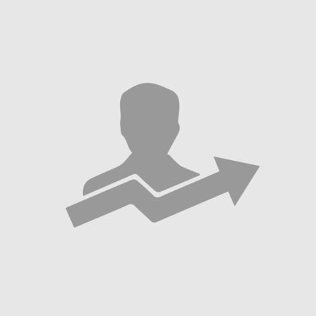 Person and arrow up. Vector icon eps 10. Promotion concept. Simple isolated pictogram.のイラスト素材