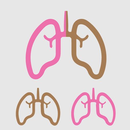 Lungs set vector icon. Smoker and non-smoker lung simple isolated illustration.のイラスト素材
