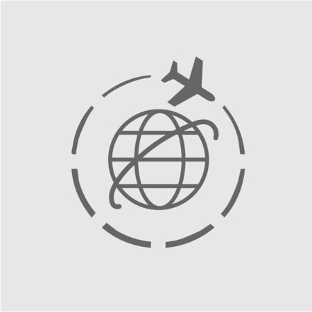 Globe plane icon. Travel airplane simple isolated vector illustration.のイラスト素材