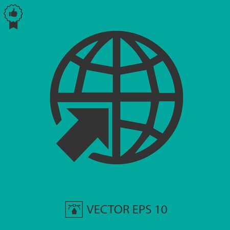 Go to web vector icon. Globe and arrow.のイラスト素材