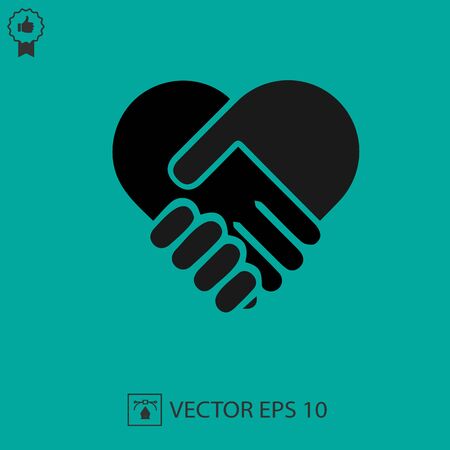 Handshake symbol forming a heart vector icon. Hands shaking.のイラスト素材