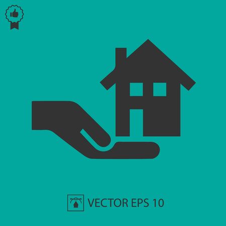 House in hand vector icon. Real estate symbol. Vector illustrationのイラスト素材
