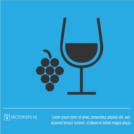Wine glass and grapes vector simple illustration eps 10.のイラスト素材