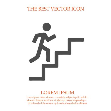 Career success metaphor. Businessman on stairs running up vector icon eps 10.のイラスト素材