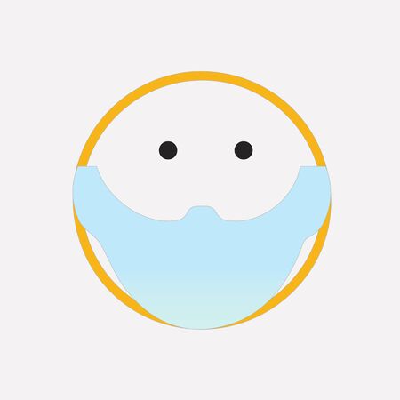 Emoji with mouth mask icon. Emoticon face with safety mask. Protection against coronavirus. Simple isolated covid 19 pictogram.のイラスト素材