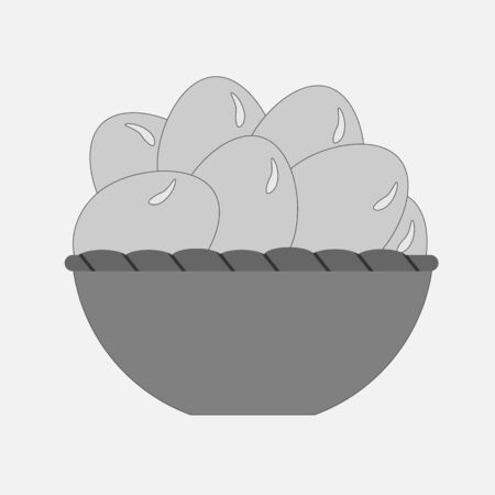 Easter basket with eggs. Simple isolated vector icon. Happy easter black and white illustration.のイラスト素材