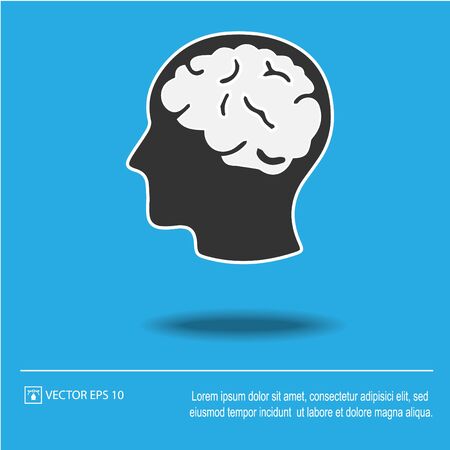 Head with brain vector icon eps 10. Simple isolated illustration.のイラスト素材